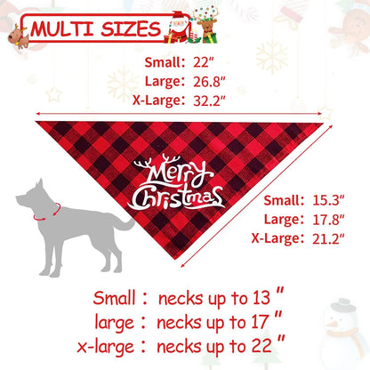 2 Pack Dog Bandanas Christmas Classic Buffalo Plaid Dog Bandana Dog Scarf Triangle Bibs Kerchief Merry Christmas Pet Costume for Small Medium Large Dogs Cats Pets (Christmas 1, Large)