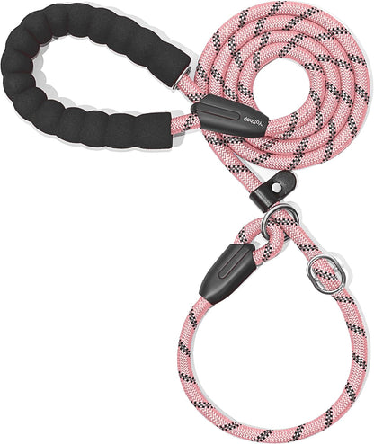 Durable Slip Lead Dog Leash with Padded Handle and Highly Reflective Threads, No Pull Dog Training Leash, (3/8" X 6 FT, Baby Pink)