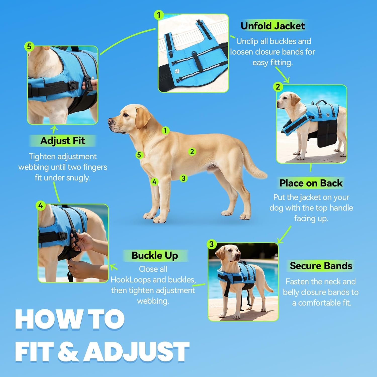 Rip Stop Dog Life Vest, Swimming Vest with Handle, Buoyancy for Doggy Puppy, Dog Life Jacket for Swimming & Boating, M, Blue