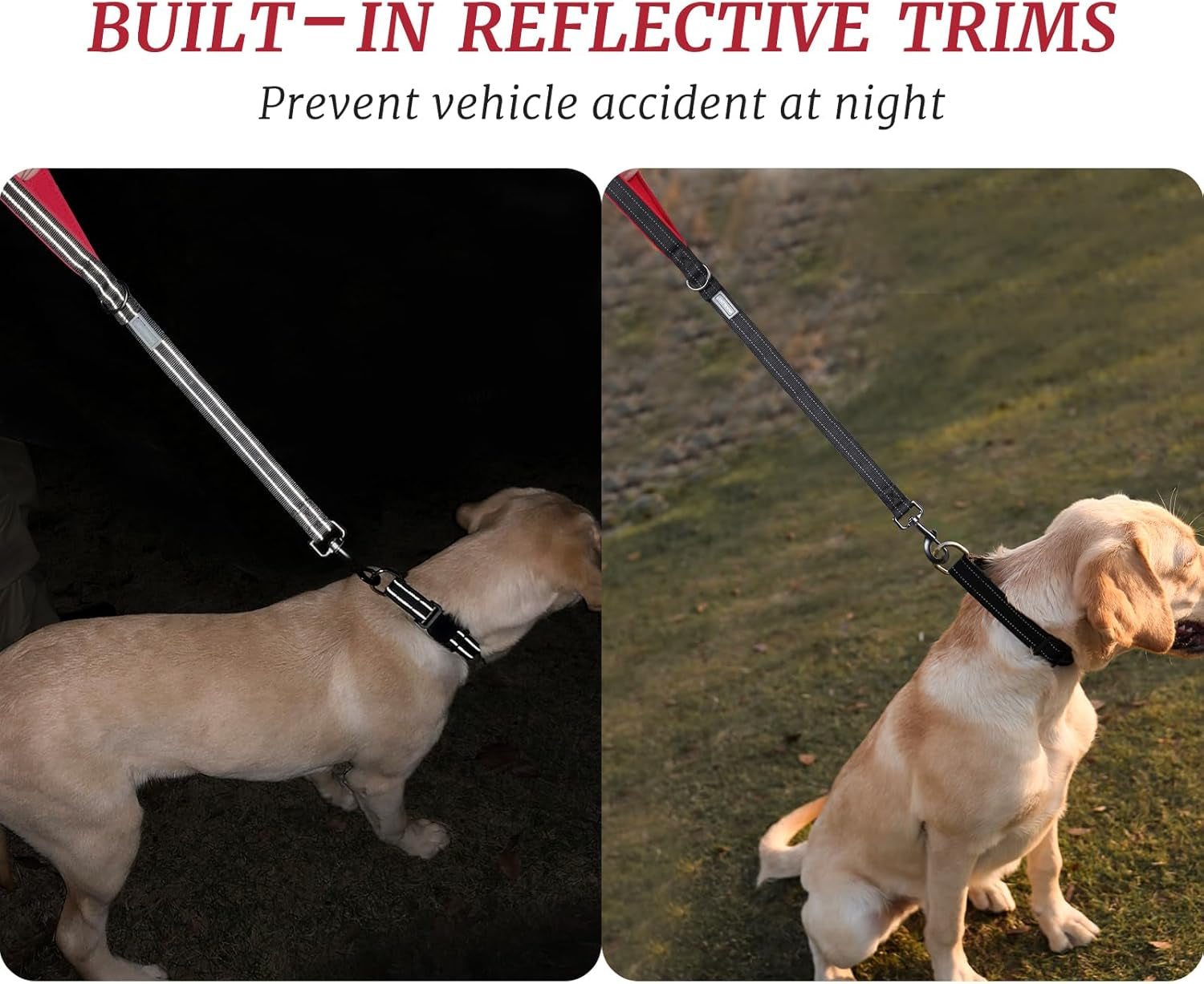 Short Dog Leash Closelyt Traffic Leash for Dog with Soft Padded Handle for Training & Walking, Padded Neoprene & Heavy Duty, 30Inch, Black/Red