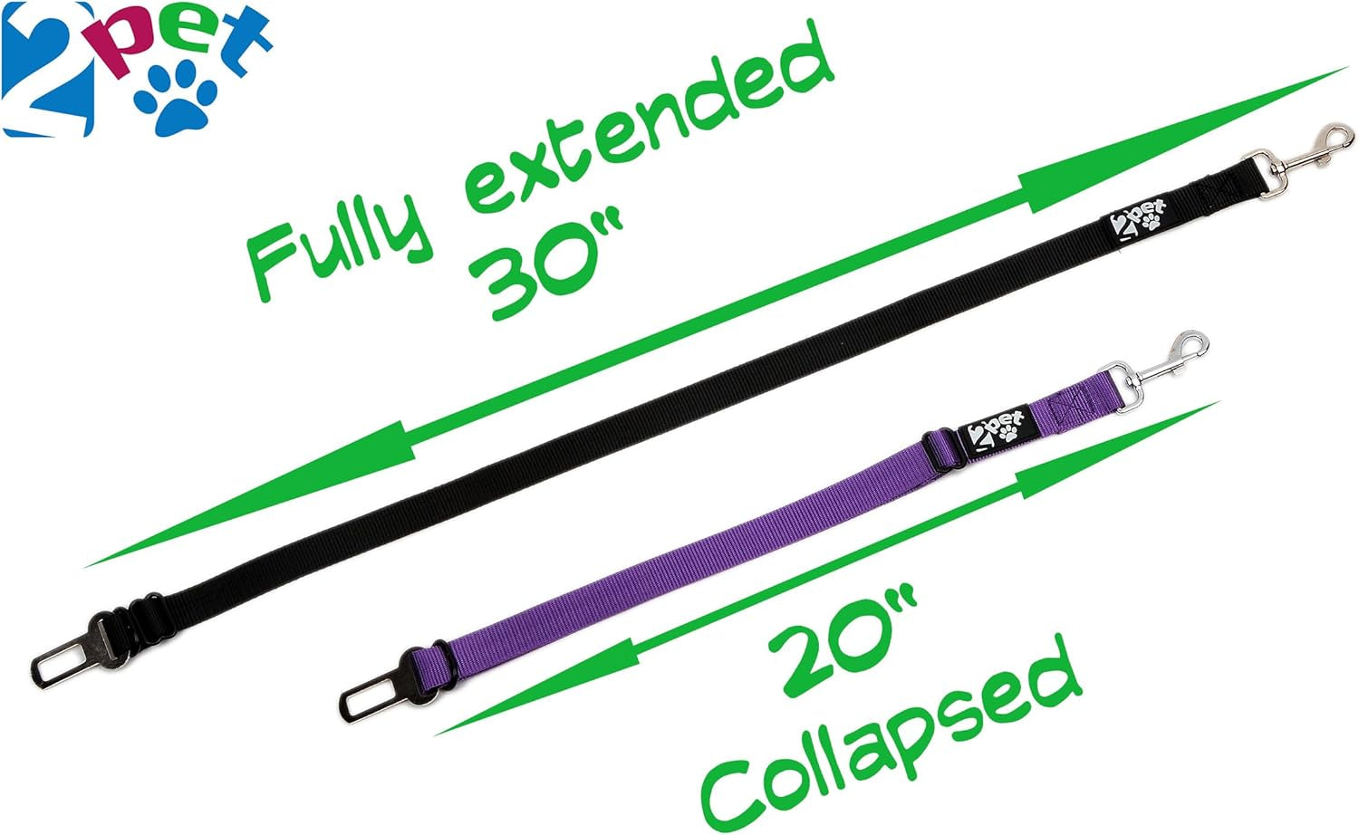 Dog Seat Belt Strap Adjustable - Dog Car Seatbelt for All Dog Breeds & Sizes - Fits Seatbelt Latches of Most Car Makes Buckles- 21" to 32" Dog Seatbelt – Sweet Lavender, Pack of 2