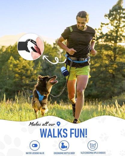 Dog Water Bottle, Portable Water Dispenser with Bowl, Leak Proof Pet Travel Squeeze Bottle, Puppy Essentials Dog Stuff Accessories for Outdoor Walking, Hiking, Camping