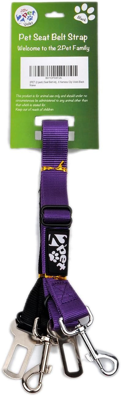 Dog Seat Belt Strap Adjustable - Dog Car Seatbelt for All Dog Breeds & Sizes - Fits Seatbelt Latches of Most Car Makes Buckles- 21" to 32" Dog Seatbelt – Sweet Lavender, Pack of 2