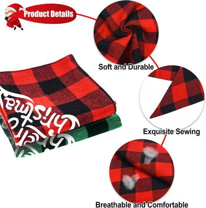2 Pack Dog Bandanas Christmas Classic Buffalo Plaid Dog Bandana Dog Scarf Triangle Bibs Kerchief Merry Christmas Pet Costume for Small Medium Large Dogs Cats Pets (Christmas 1, Large)