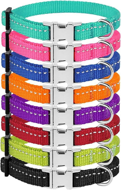 Reflective Dog Collar for a Small, Medium, Large Dog or Puppy with a Quick Release Buckle - Boy and Girl - Nylon Suitable for Swimming (7-11 Inch, Black)