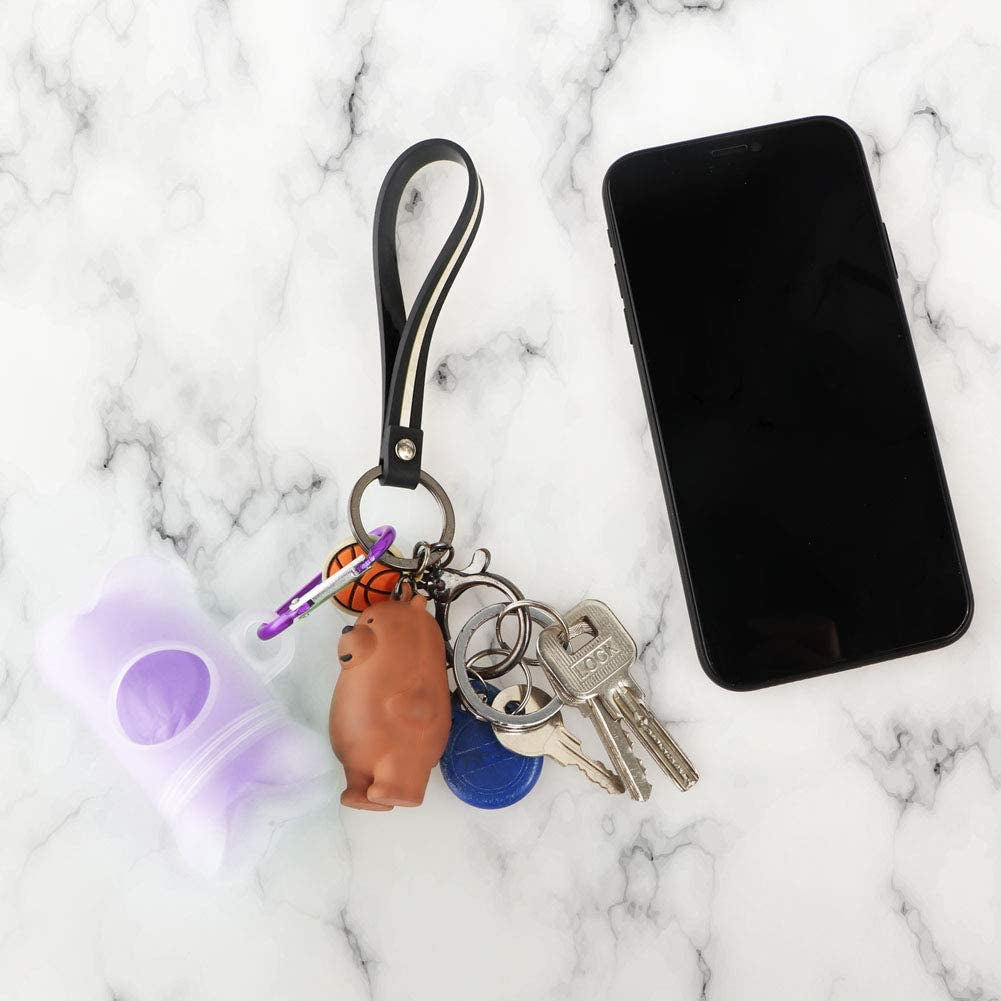 Dog Poop Bags - Leak-Proof Dog Waste Bags, Clean up Pet Poo Bag Refills 9 Rolls /135 Count, (Purple) Includes Free Bone Dispenser and D-Ring Carabiners Clip