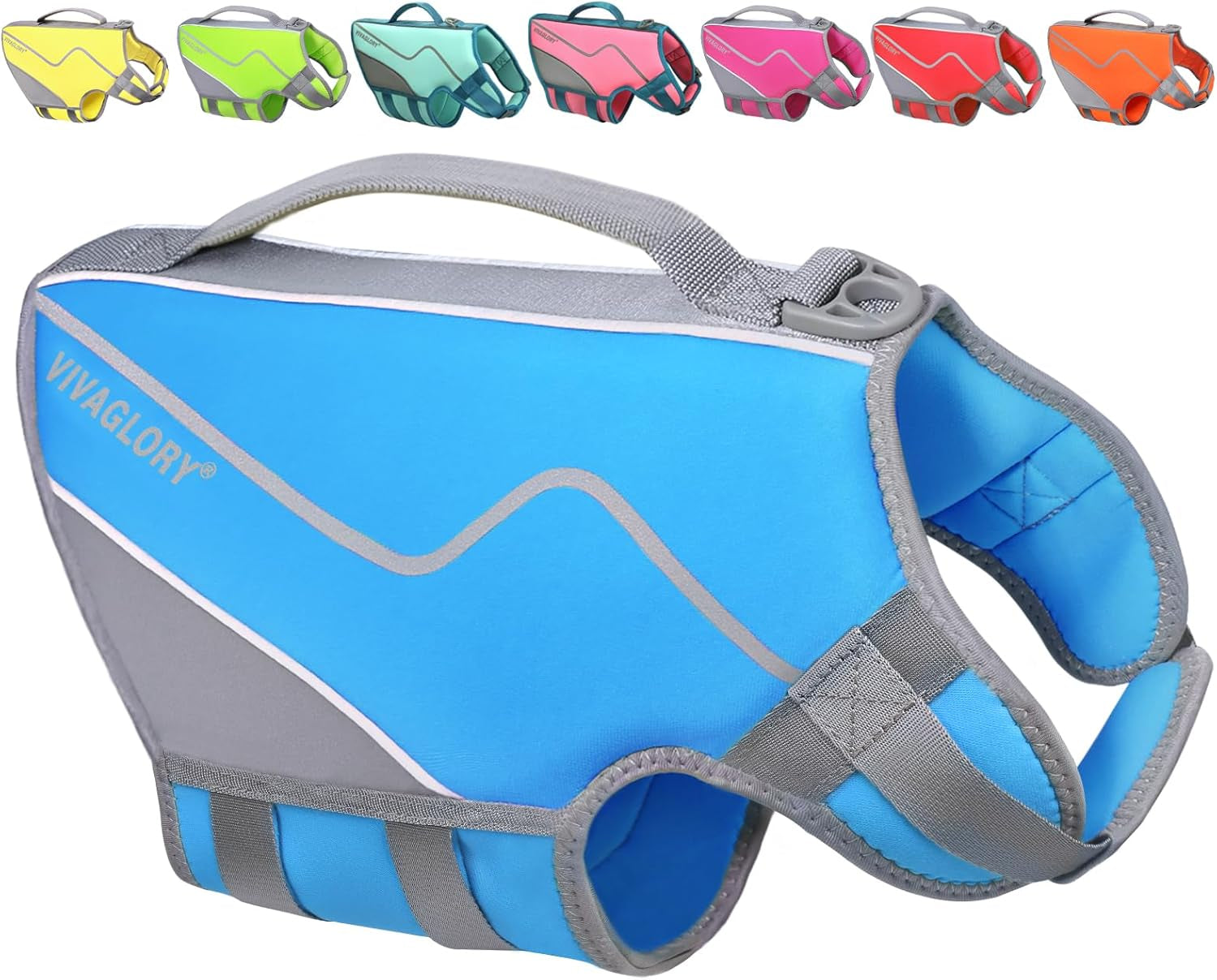 Neoprene Dog Life Vest, Dog Life Jacket for Swimming & Boating, Lightweight & Buoyancy for Puppy Doggy, Swimming Vest with Handle, M, Blue