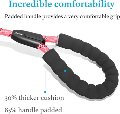 Durable Slip Lead Dog Leash with Padded Handle and Highly Reflective Threads, No Pull Dog Training Leash, (3/8" X 6 FT, Baby Pink)