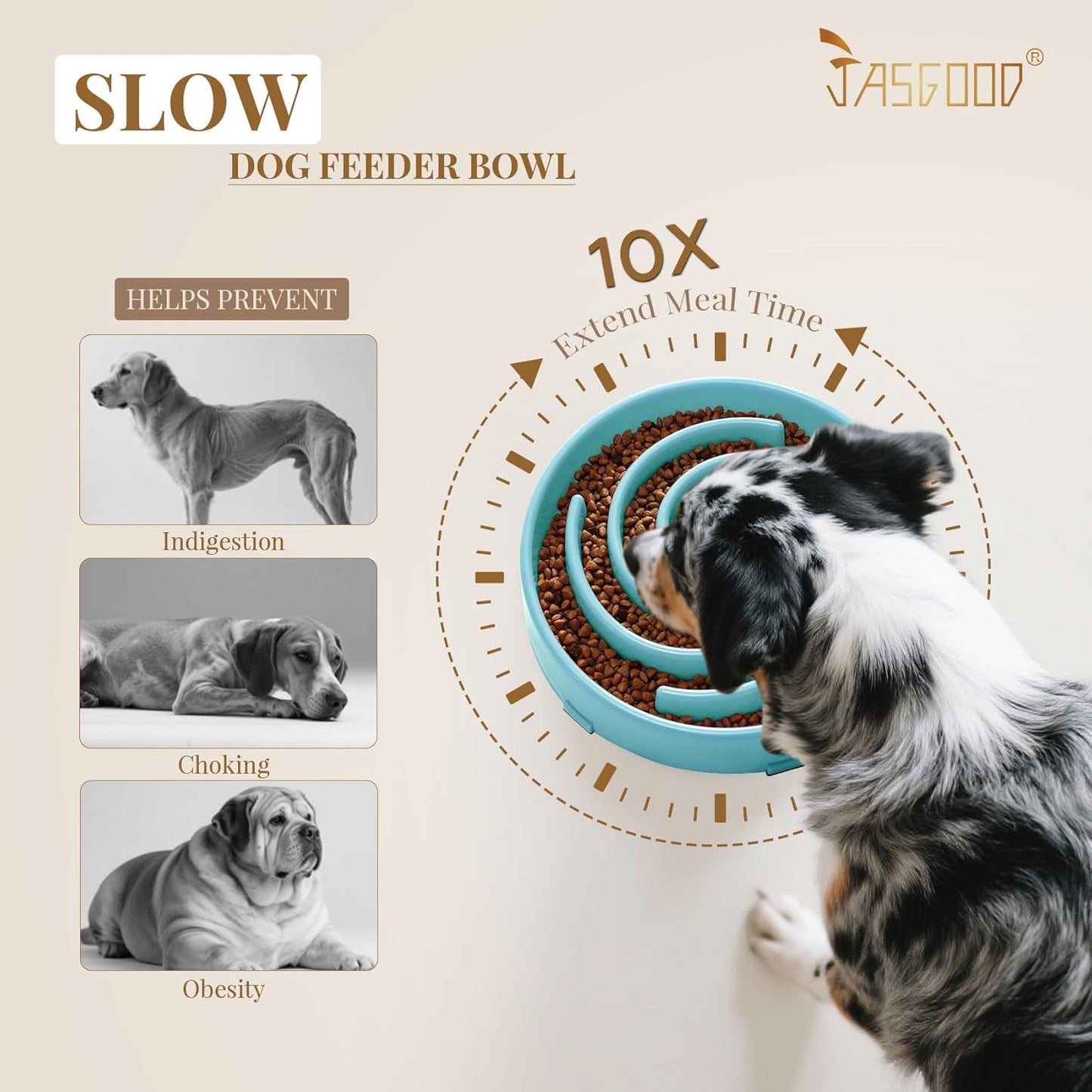 Slow Feeder Dogs Bowl for Large Medium Dogs,Anti-Gulping Pet Slower Food Feeding Bowls Stop Bloat,Preventing Choking