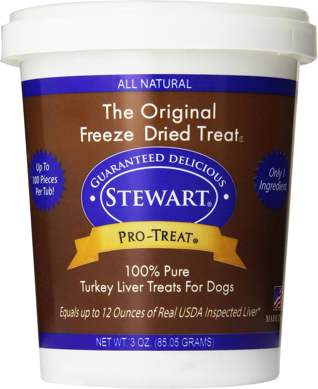 Freeze Dried Dog Treats Made in USA [Single Ingredient Puppy and Dog Training Treats - Grain Free Natural Dog Treats] Resealable Tub to Preserve Freshness Turkey Liver 3 Oz.
