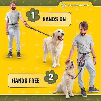 Exquisite Handsfree Dog Leash for Large Dogs. Ultimate Comfort & Freedom for Walking and Hiking. Premium Quality, Durable & Versatile Waist Belt. Your Dog Will Love This Running Leash.