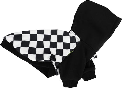 Checkered Plaid Dog Hoodie Lightweight Velvet Breathable Puppy Clothes Pet Sweatshirt Doggie Hooded Outfits Cat Apparel White Black Small
