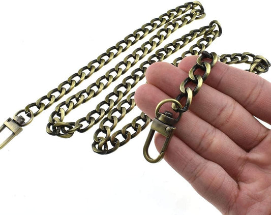 Purse Chain Strap 39.4 Inches Bronze for Shoulder Cross Body Sling Purse Handbag Clutch Replacement Comfortable Flat 0.4' Wide Enough 2.4Mm Extra Thick Metal 1 Pack