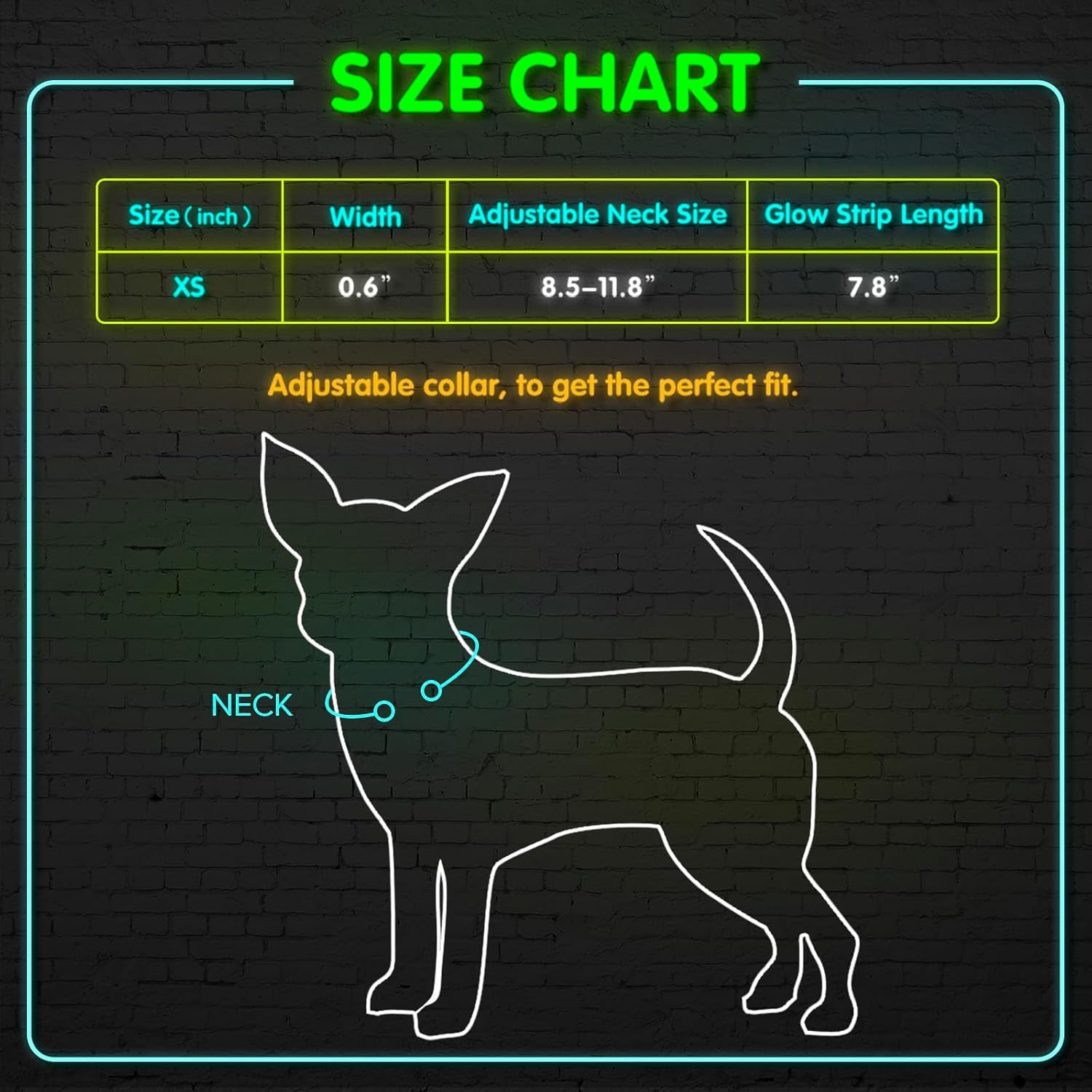 Adjustable LED Dog & Cat Collar - Rechargeable, Small Breeds, Green, 8.5-11.8 Inches, Nylon, Lightweight, Reflective, 2 Flash Modes