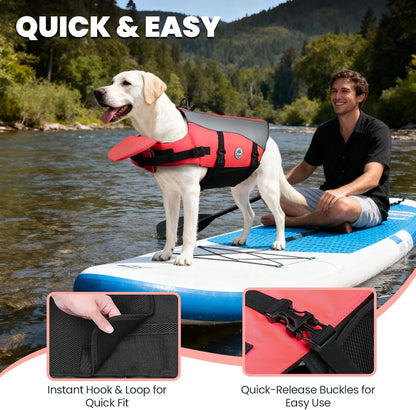 Dog Life Jacket with Removable Front Float, Life Vest with Reflective Trims & Extra Padding for Swimming & Boating, Bright Pink, S