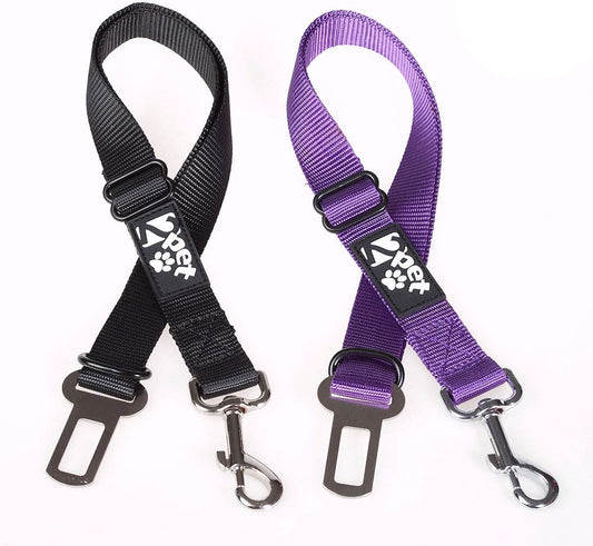 Dog Seat Belt Strap Adjustable - Dog Car Seatbelt for All Dog Breeds & Sizes - Fits Seatbelt Latches of Most Car Makes Buckles- 21" to 32" Dog Seatbelt – Sweet Lavender, Pack of 2