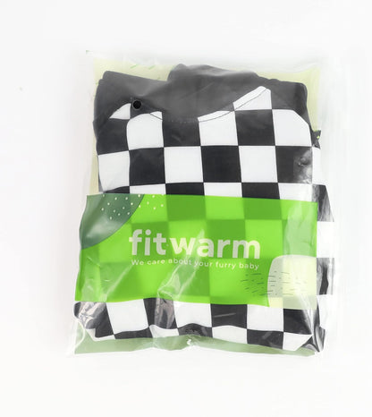 Checkered Plaid Dog Hoodie Lightweight Velvet Breathable Puppy Clothes Pet Sweatshirt Doggie Hooded Outfits Cat Apparel White Black Small