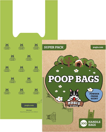 Pogi’S Dog Poop Bags with Handles – Extra-Thick, Leak-Proof, Large, Fresh Scent, 300-Count