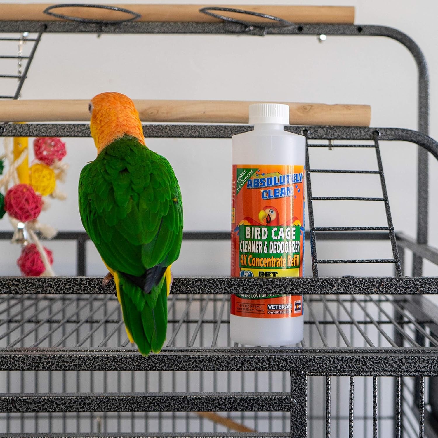 Amazing Bird Cage Cleaner and Deodorizer - Just Spray/Wipe - Safely & Easily Removes Bird Messes Quickly and Easily - USA Made - Fragrance Free (4X Concentrate - 16Oz Makes 64Oz)