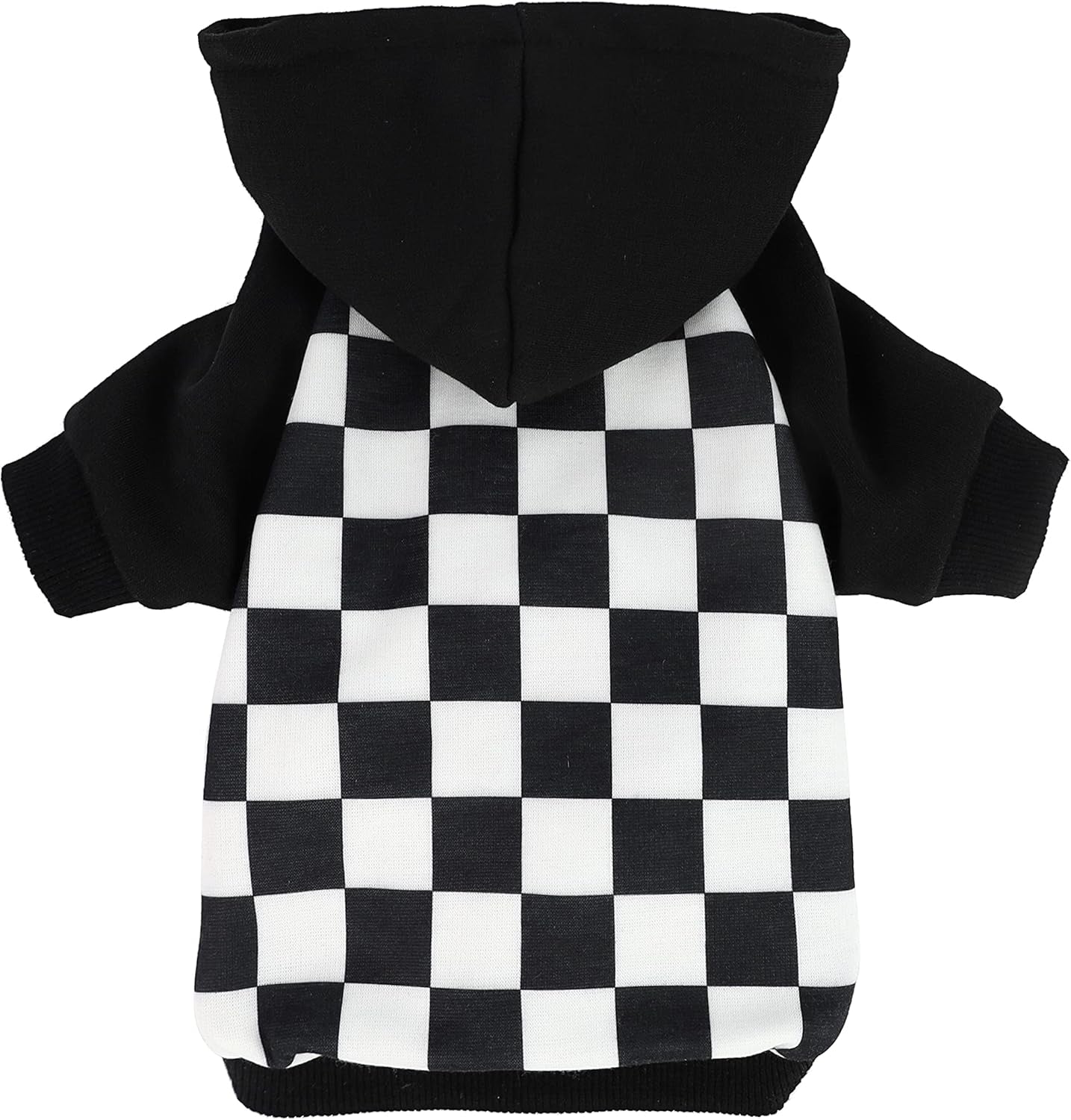 Checkered Plaid Dog Hoodie Lightweight Velvet Breathable Puppy Clothes Pet Sweatshirt Doggie Hooded Outfits Cat Apparel White Black Small