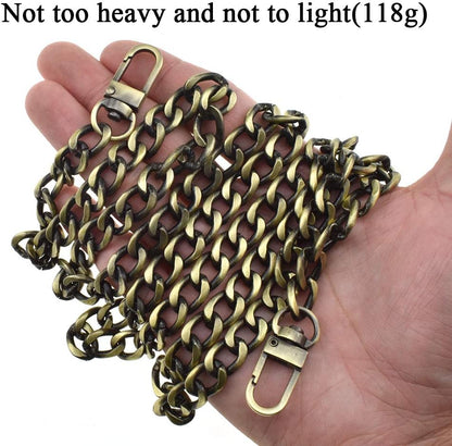 Purse Chain Strap 39.4 Inches Bronze for Shoulder Cross Body Sling Purse Handbag Clutch Replacement Comfortable Flat 0.4' Wide Enough 2.4Mm Extra Thick Metal 1 Pack