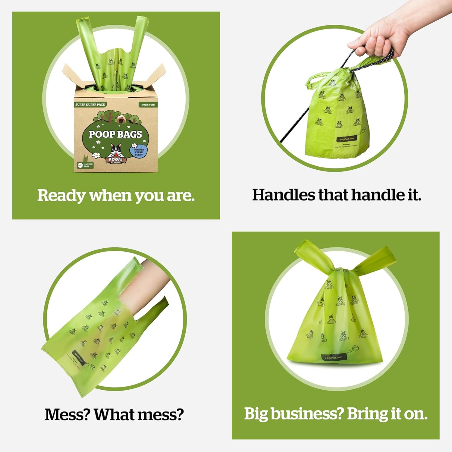 Pogi’S Dog Poop Bags with Handles – Extra-Thick, Leak-Proof, Large, Fresh Scent, 900-Count