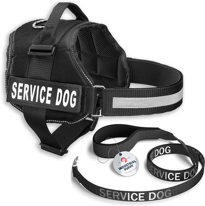 Service Dog Vest with Hook and Loop Straps & Matching Service Dog Leash Set - Harnesses from XXS to XXL - Harness Features Reflective Patch and Comfortable Mesh Design
