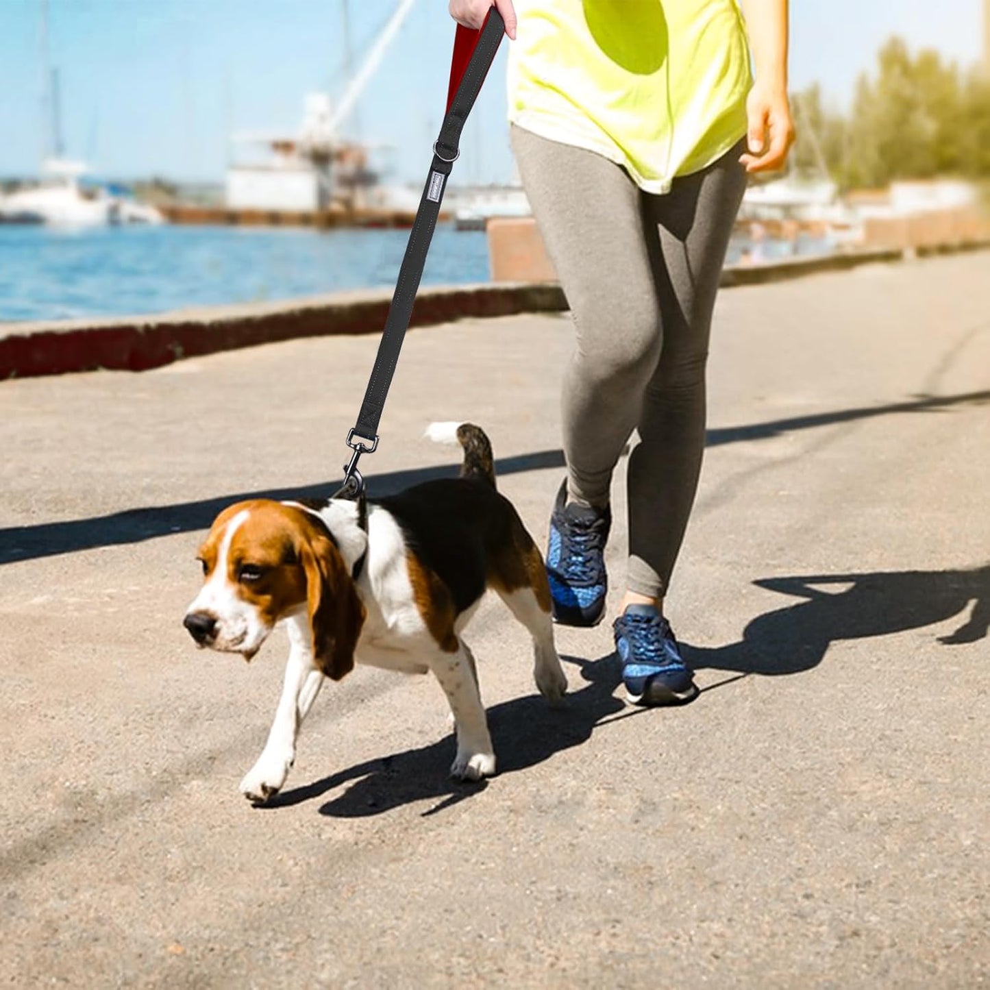 Short Dog Leash Closelyt Traffic Leash for Dog with Soft Padded Handle for Training & Walking, Padded Neoprene & Heavy Duty, 30Inch, Black/Red